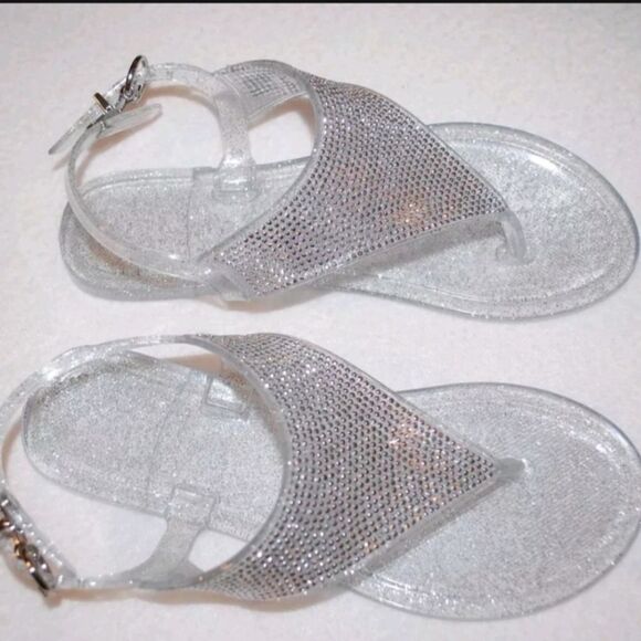 BRAND NEW RHINESTONES EMBELLISHMENTS JELLY CLEAR GLITTER SANDAL G1 - Picture 3 of 16